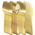 NOCCUR 400PCS Gold Plastic Silverware - Gold Plastic Cutlery Include 200 Forks, 100 Spoons, 100 Knives, Disposable Silverware Perfect for Party&Daily Using