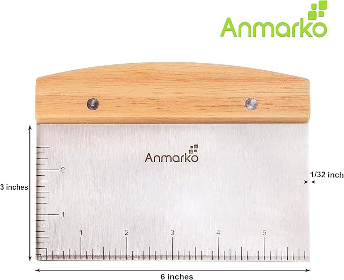 Dough Cutter for Bread and Pizza Dough - Stainless Steel Metal Griddle Scraper Chopper - Multipurpose Bench Scraper Kitchen Utensil for Flat Top Griddle - Commercial Quality