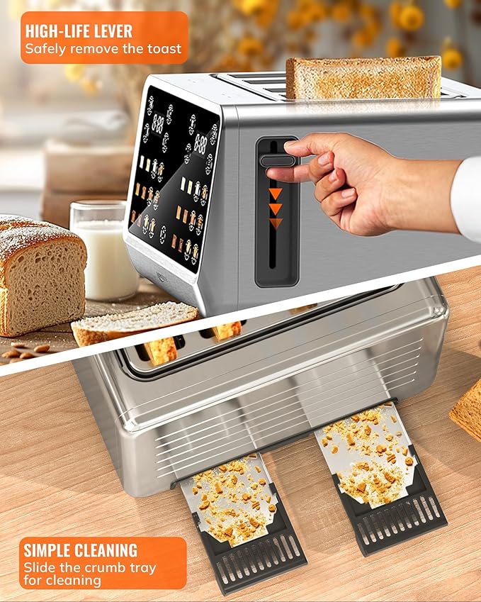 Keenstone 4-Slice Digital Smart Toaster with Touchscreen & Dual Control