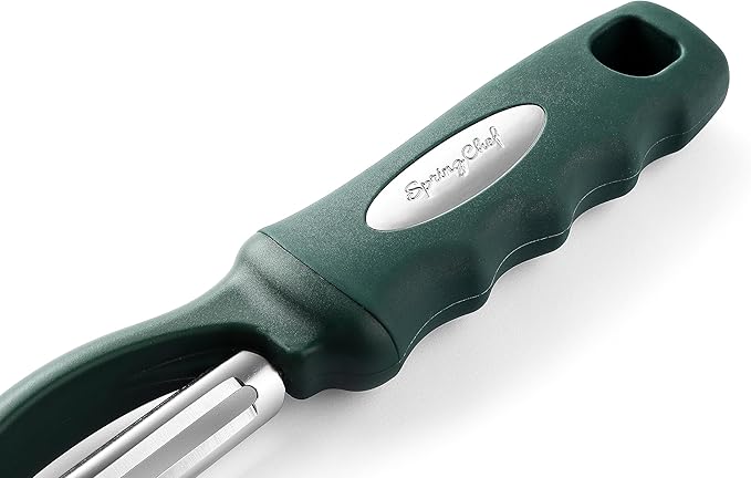 Spring Chef Potato Peeler for Kitchen with Soft Grip Handle, Pine Green
