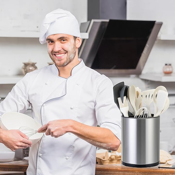 Utensil Holder,Large 360°Rotating Kitchen Utensil Holder For Counter