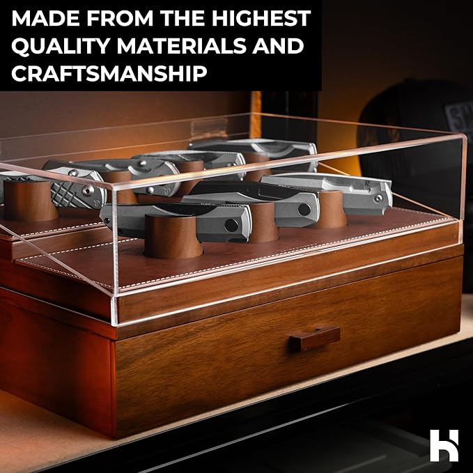 Holme & Hadfield 30 Knife Wooden Pocket Knife Display Case with Drawer