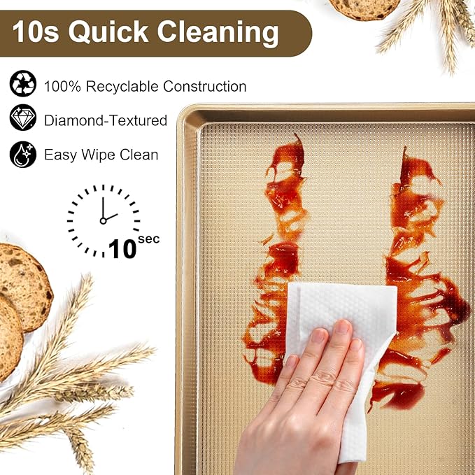 FLAREFX Baking Sheet Pan Set of 3 | Nonstick Cookie Sheets for Baking Supplies | No Rust & No Toxic Carbon Steel Half Sheet Pan+Jelly Roll Pan+Quarter Sheet Pan Set | Heavy Duty Baking Tray for Oven