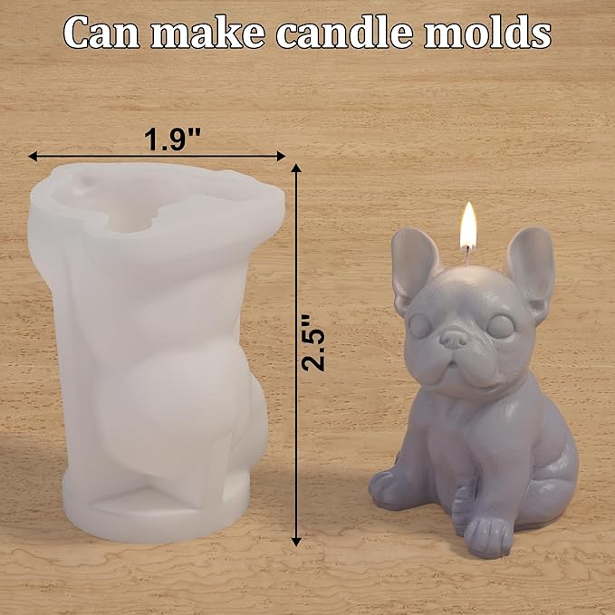 2 Pack 3D French Bulldog Ice Cube Silicone Mold Ice Cube Tray | Candle Mold