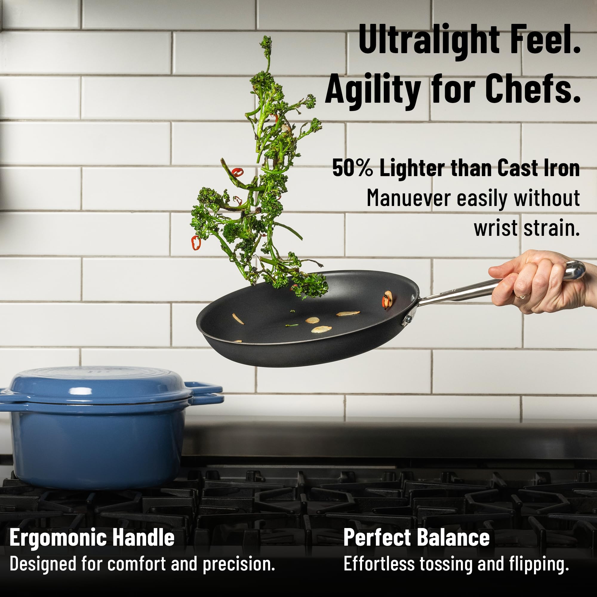 Misen Carbon Nonstick™ Skillet - Nitrided Carbon Steel - Professional Alternative to Teflon - 1100°F High Heat Ready - Easy Release - Induction, Oven, & Grill Safe - 8 Inch