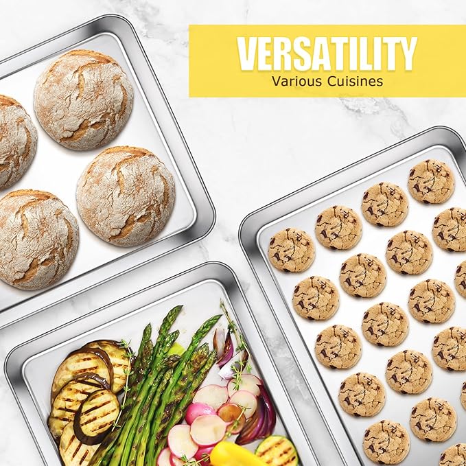 Terlulu Baking Sheet, Cookie Sheet, Stainless Steel Baking Pan, 2 Piece-19.6''x 13.8'' x 1.2'', Large Sheet Pan for Oven, Baking Tray for Baking&Roasting, Nonstick&Nontoxic&Easy Clean