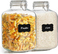 ComSaf Square Glass Jars with Airtight Lid 1.3 Gallon 2 Pack Large Canister