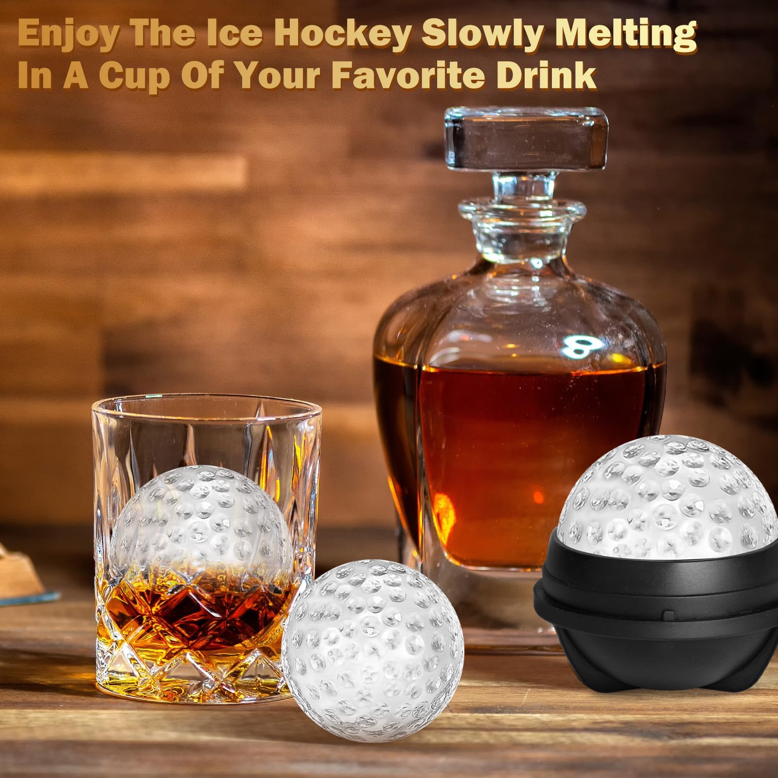 2 Pack Golf Ball Ice Cube Molds - 2.5 Inch Large Silicone 3D Ice Cube Molds for Cocktails, Bourbon, Brandy, Whiskey