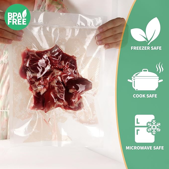 VanruVida Vacuum Sealer Bags,10” x 14” 50 Count for Food Saver,Commercial Grade Textured,BPA Free,Heavy Duty,Great for Vac Storage,Freezer, Meal Prep or Sous Vide