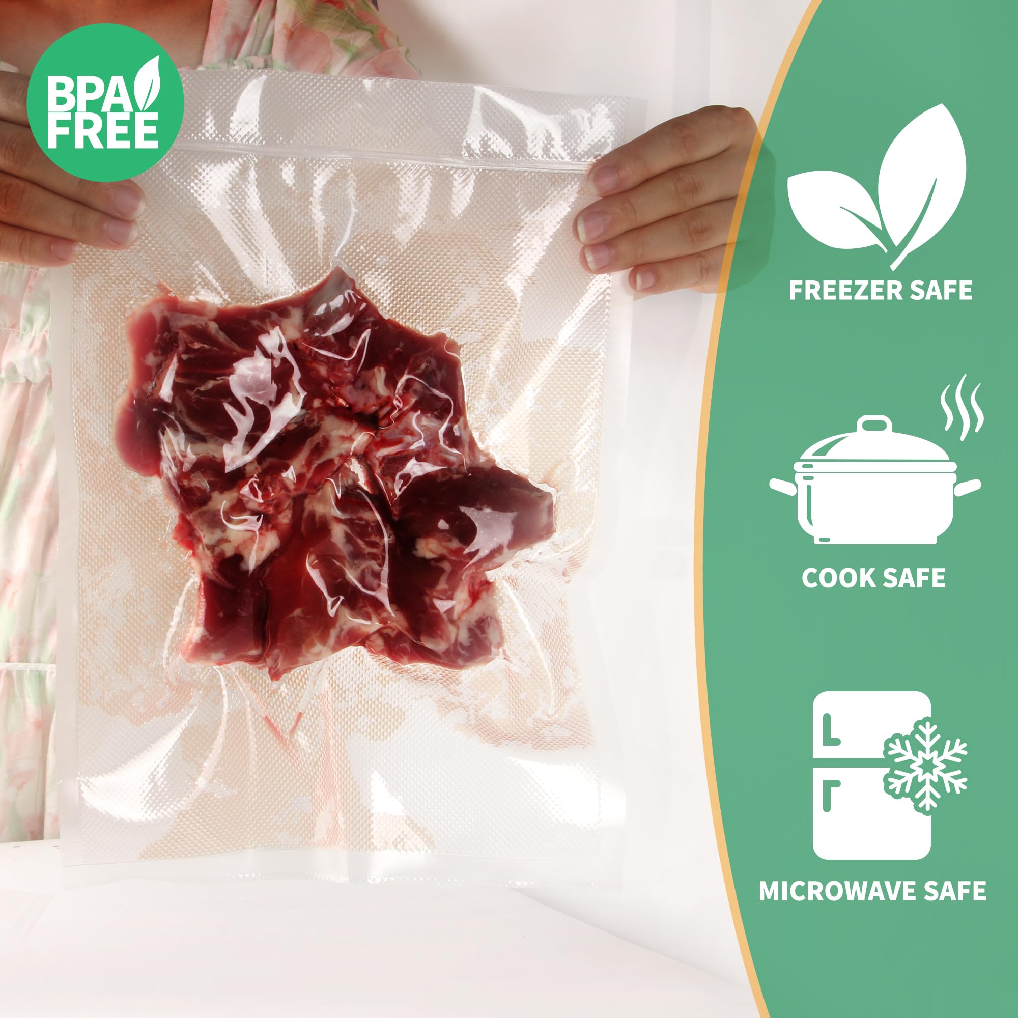 VanruVida Vacuum Sealer Bags,10” x 14” 50 Count for Food Saver,Commercial Grade Textured,BPA Free,Heavy Duty,Great for Vac Storage,Freezer, Meal Prep or Sous Vide