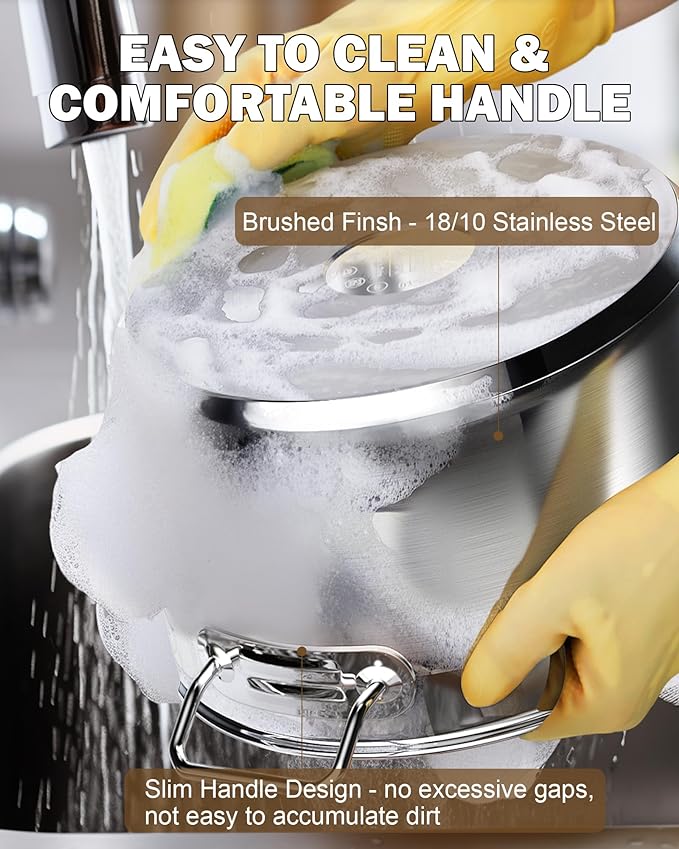 Cooks Standard Professional Stainless Steel Stock Pot, Heavy Duty Induction Soup Pot with Lid, Large Pot for Cooking Pasta, Soup, Oven Safe, Dishwasher Safe, Compatible with Most Stovetops, 30-Quart