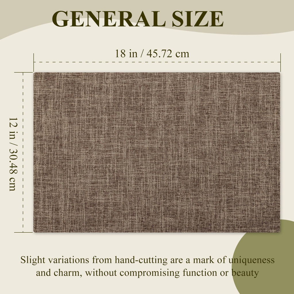 KXN Placemats Set of 6, Dual-Layer Thickened Faux Linen Table Mats, Heat Resistant & Wrinkle-Free, Machine Washable Cloth Place Mats for Kitchen Dining Indoor Outdoor (Burlap)