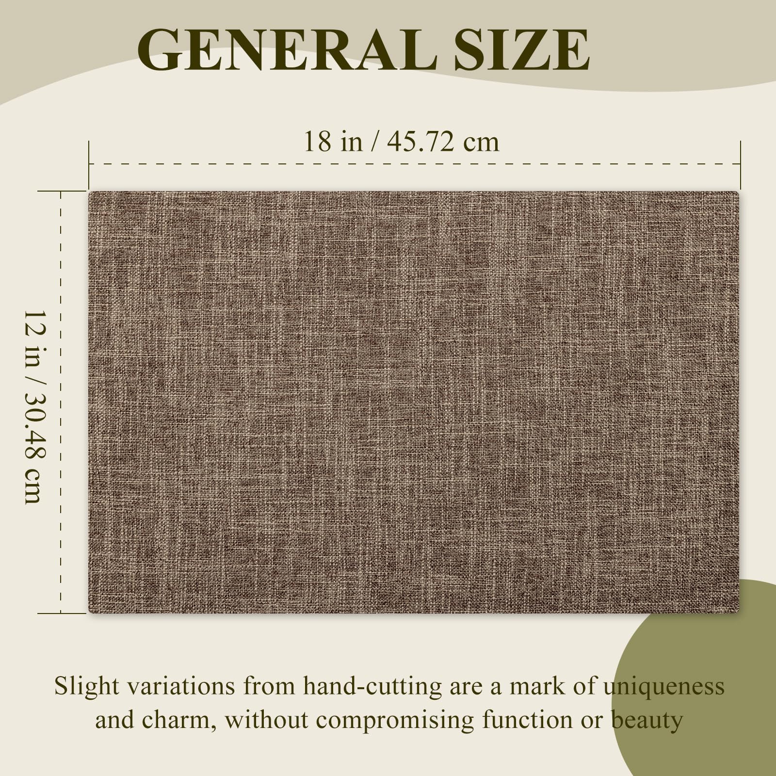 KXN Placemats Set of 6, Dual-Layer Thickened Faux Linen Table Mats, Heat Resistant & Wrinkle-Free, Machine Washable Cloth Place Mats for Kitchen Dining Indoor Outdoor (Burlap)