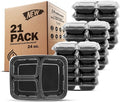 Freshware Meal Prep Containers [21 Pack] 3 Compartment with Lids, Food Storage Containers, Bento Box, Stackable, Microwave/Dishwasher/Freezer Safe (24 oz)
