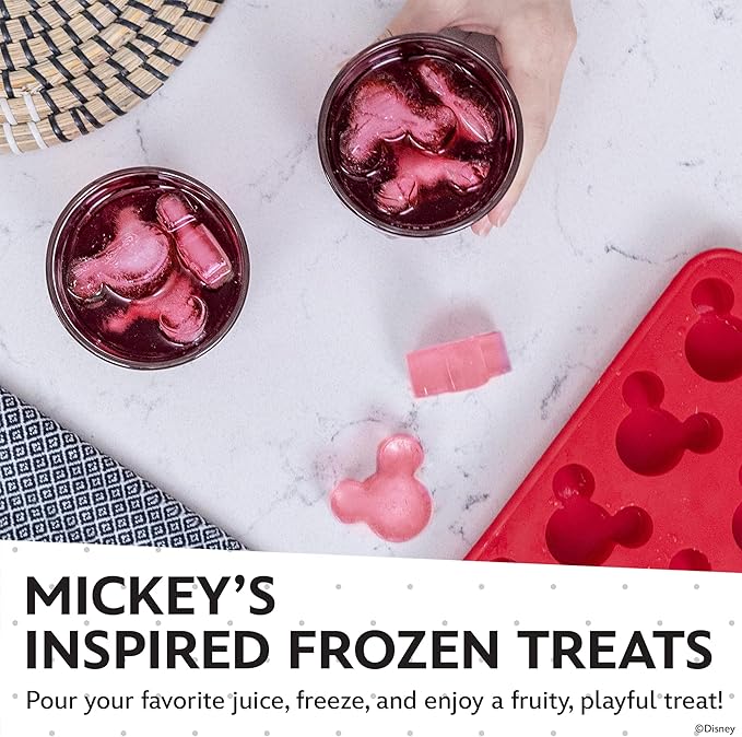 Disney Mickey Silicone Ice Cube Tray, 2-Pack 5"x12.5", BPA-Free