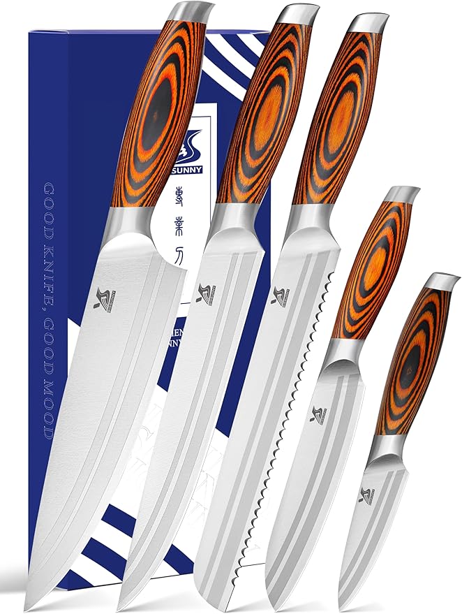 MSY BIGSUNNY 5pcs Knife Set Kitchen Utensils Knife, German Stainless Steel Professional Chef Kitchen Knife Set