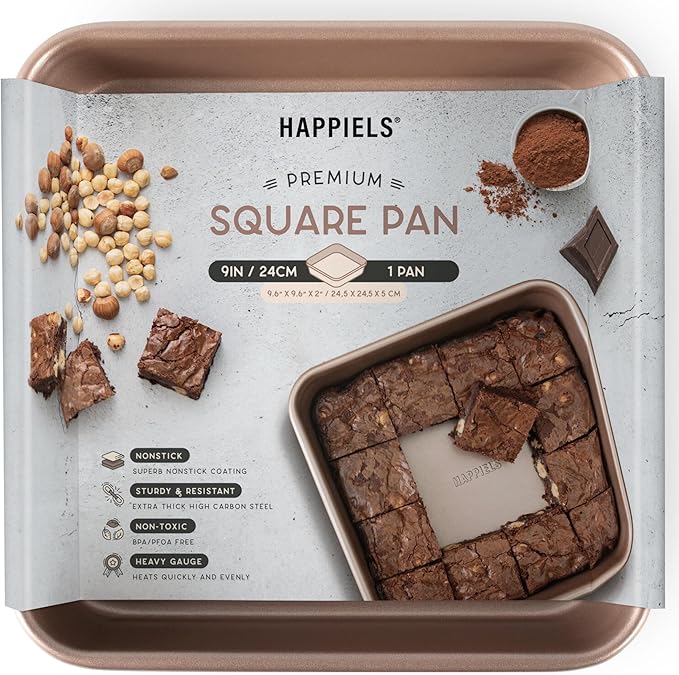 HAPPIELS 9 x 9 inch Square Baking Pan Nonstick, PFOA & BPA Free