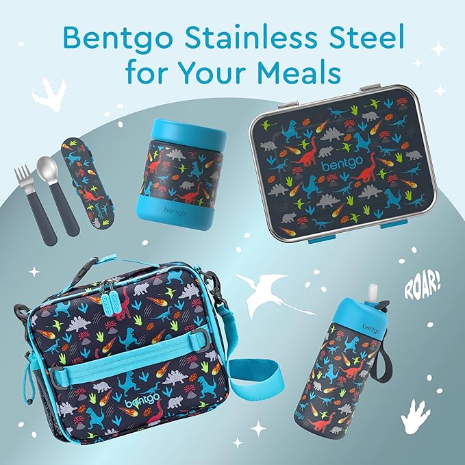 Bentgo Kids Prints Stainless Steel Leak-Resistant 3-Compartment Lunch Box