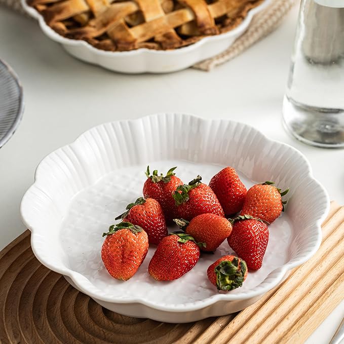 Cormomu Pie Pan for Baking, 9 Inch Ceramic Pie Dish Non-Stick