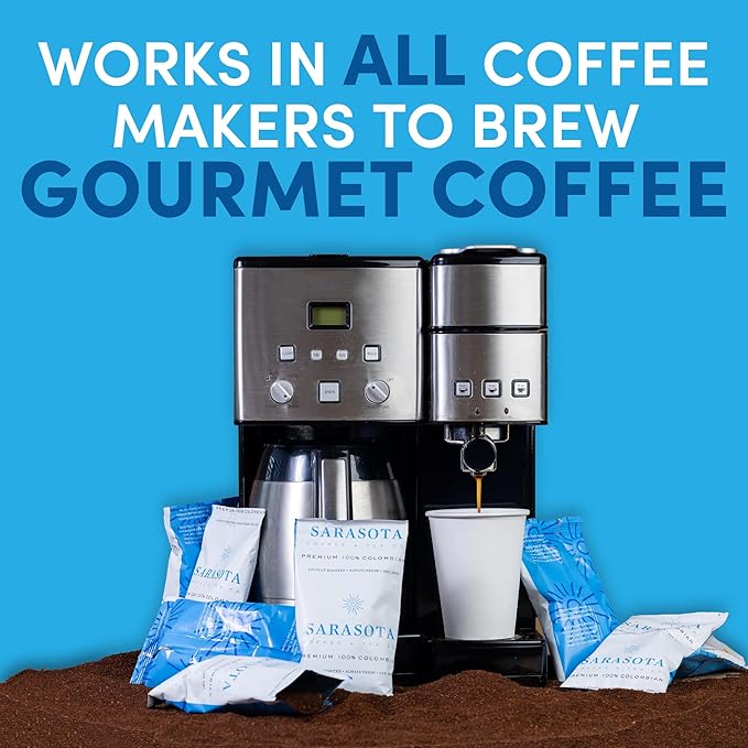 Colombian Coffee Packets – Medium Roast Ground, 2oz Bulk Portion Packs for 12-Cup Drip Maker, Pre-Measured Fractional Bags, 100 Count