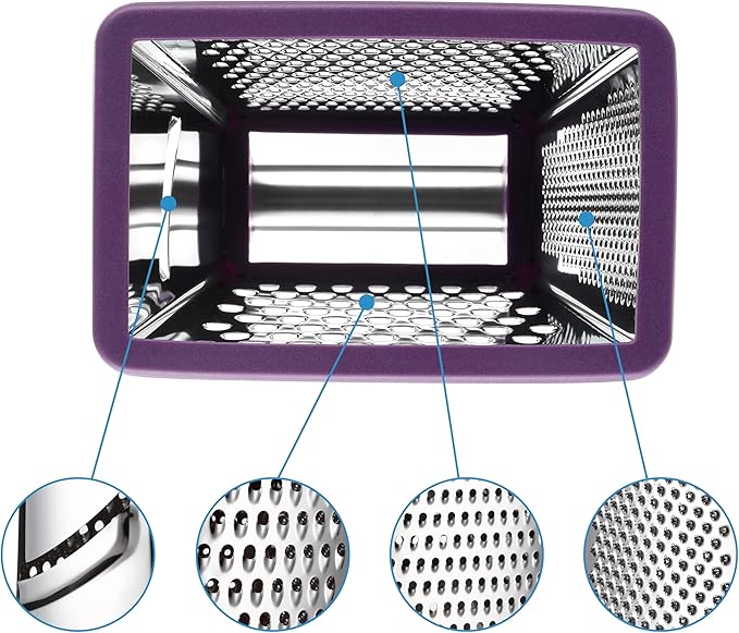 Spring Chef Stainless Steel XL Cheese Grater for Kitchen, Purple