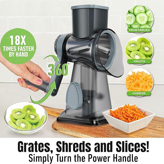EDEFISY Cheese Grater Hand Crank Rotary Vegetables Shredder with Handle