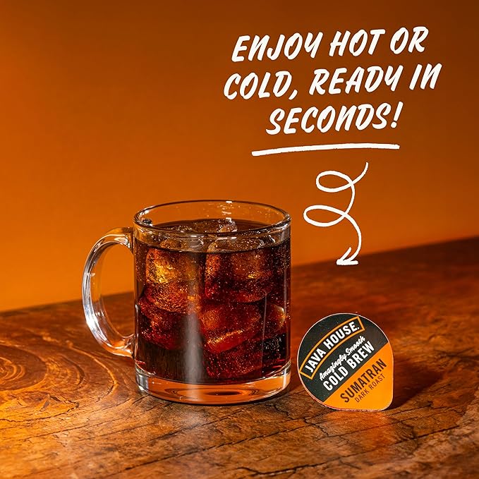 Java House Cold Brew Coffee, Sumatran Dark Roast Coffee Concentrate Liquid Pods, 6 ct