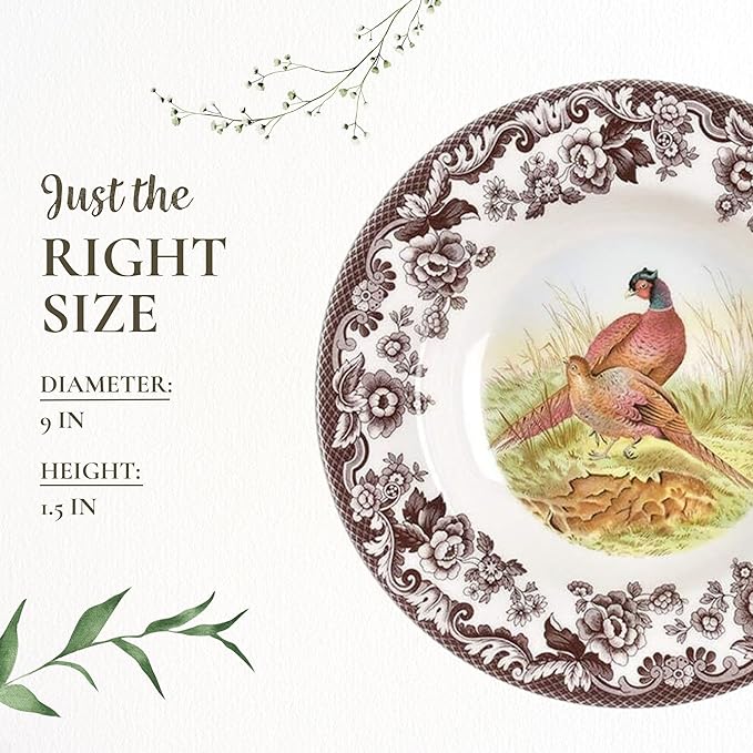 Spode Woodland 9" Soup Plate, Pheasant