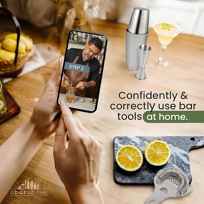 A Bar Above 4 Piece Cocktail Shaker Set with Cocktail Course Included