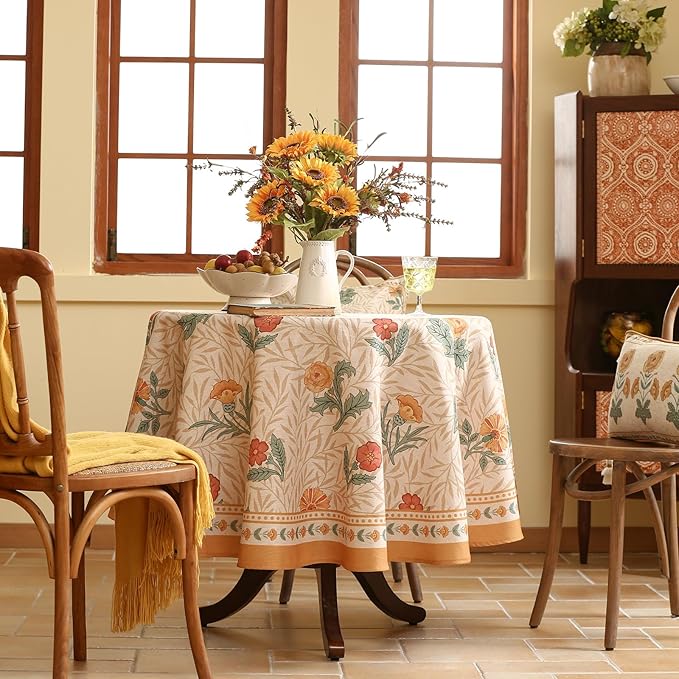 patdrea Vintage Linen Tablecloth,Round,Diameter 67"-RosaSilvestre A