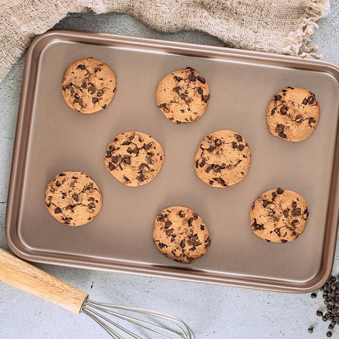 HAPPIELS 9 x 13 inch Nonstick Quarter Sheet Pan 2-Pack, PFOA & BPA Free