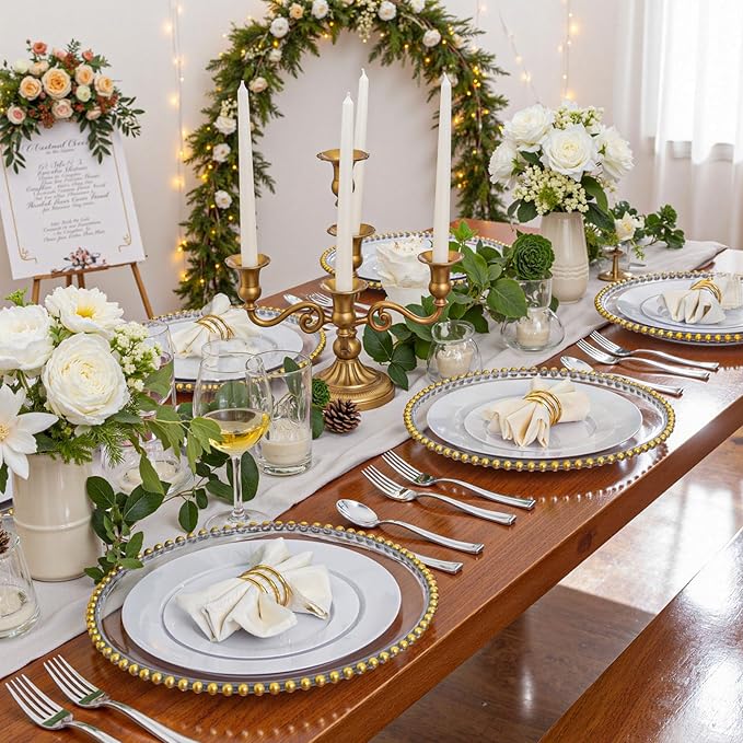 WDF 180 Pieces Silver Plastic Silverware - Silver Plastic Cutlery - Fancy Plastic Silverware Heavy Duty - 60 Forks 60 Knives 60 Spoons - Disposable Plastic Utensils Perfect for Party Wedding