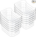 CiWiVOKi 12 Pack Clear Plastic Storage Bins, Acrylic Organizer and Containers with Handle for Pantry, Cabinet, Closet, Refrigerator, Freezer, Bathroom, Kitchen Under Sink Storage