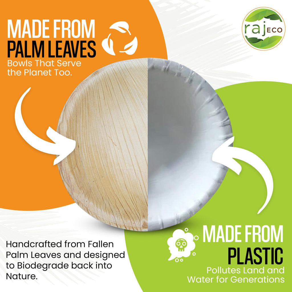 Raj Palm Leaf 4" Round Bowls, 3200 Count (16 cases) Bulk Pack