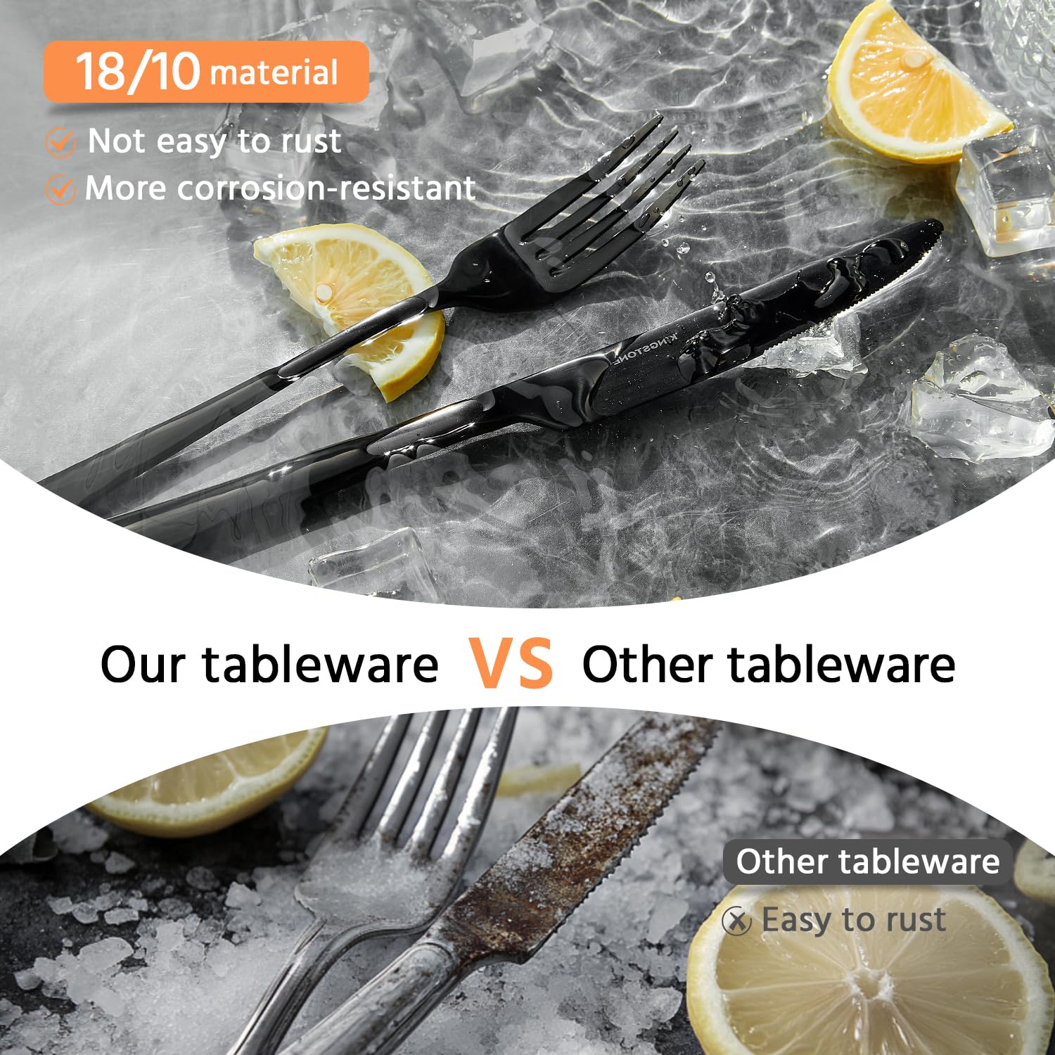 18/10 Flatware set for 4, 20 Piece Black Stainless Steel Silverware Set
