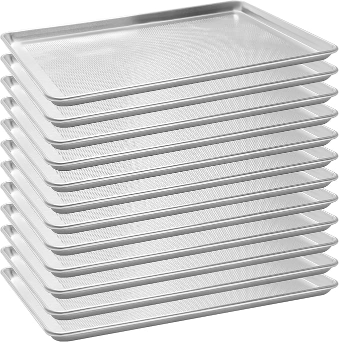 FSUON 12 Pack Full Size Perforated Aluminum Baking Sheet, 26 x 18 in