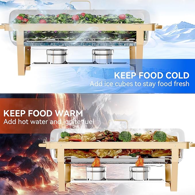 4Pack Rectangular Chafing Dishes for Buffet,Total 36QT Set with 7 Food Pans