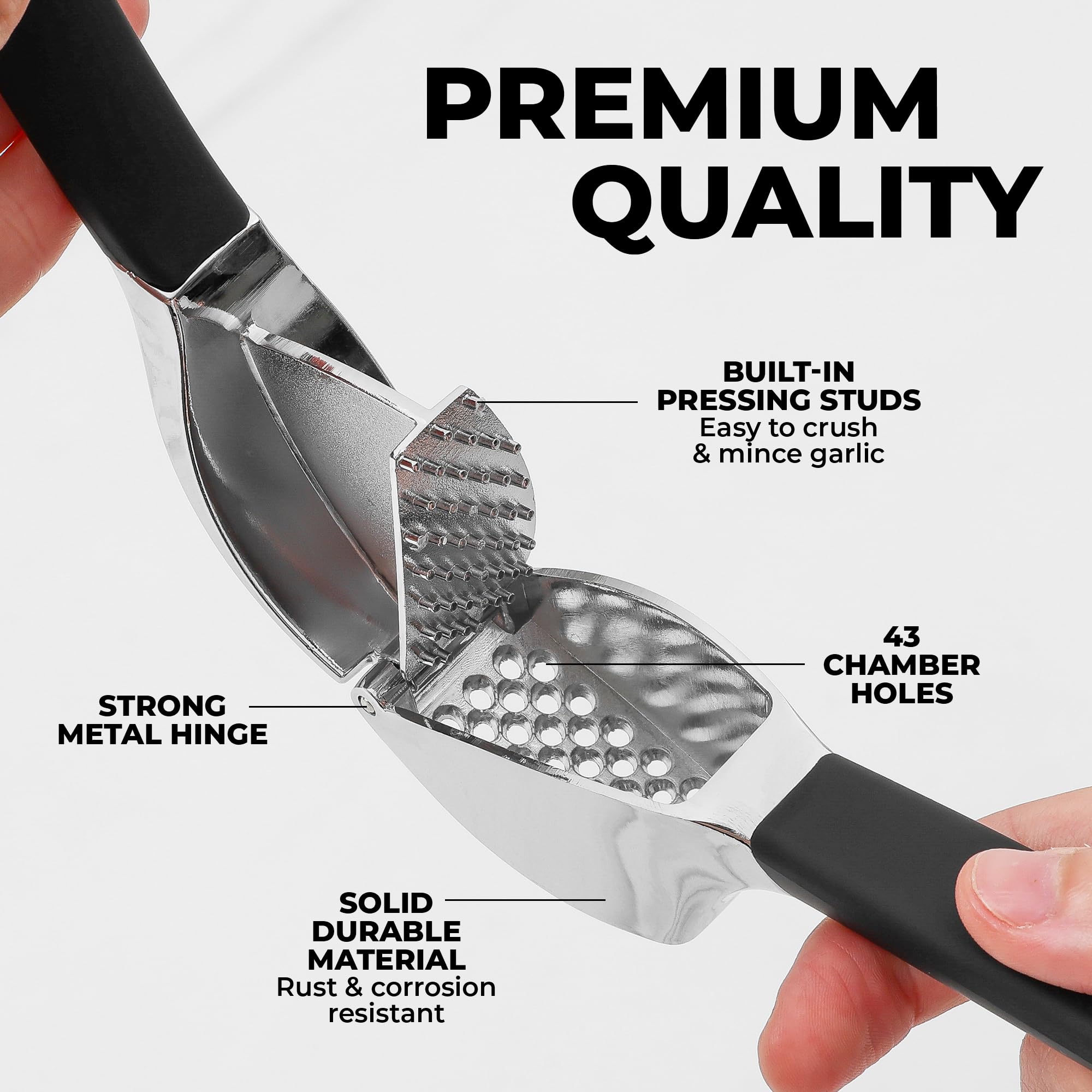 Zulay Kitchen Metal Comfort Grip Garlic Press