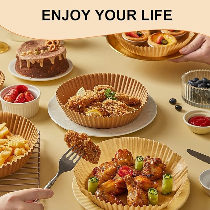 Vailnd 100Pcs 6.5 Inch Round Air Fryer Liners Disposable for 3-5QT