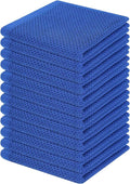 Homaxy 100% Cotton Waffle Weave Kitchen Dish Cloths, Ultra Soft Absorbent Quick Drying Dish Towels, 12 x 12 Inches, 12-Pack, Blueberry