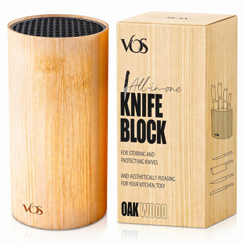 Vos Universal Knife Block - Countertop Knife Block Without Knives - Knife Holder with Non-Slip Base Sturdy Knife Organizer - Space Saving Knife Stand, Sleek & Modern Knife Rack - Bamboo