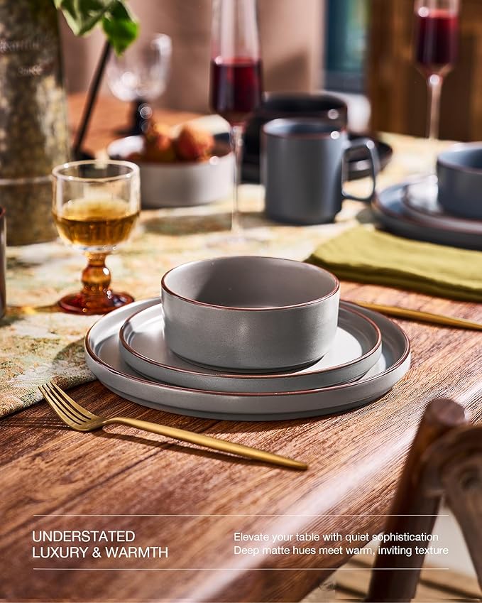Famiware Nebula Ridge 12-Piece Stoneware Dinnerware Set, Multi-color