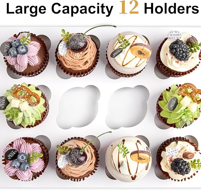 Kucoele 12 Count White Cupcake Boxes, 13 x 10 x 4 Inches, 6 Pack