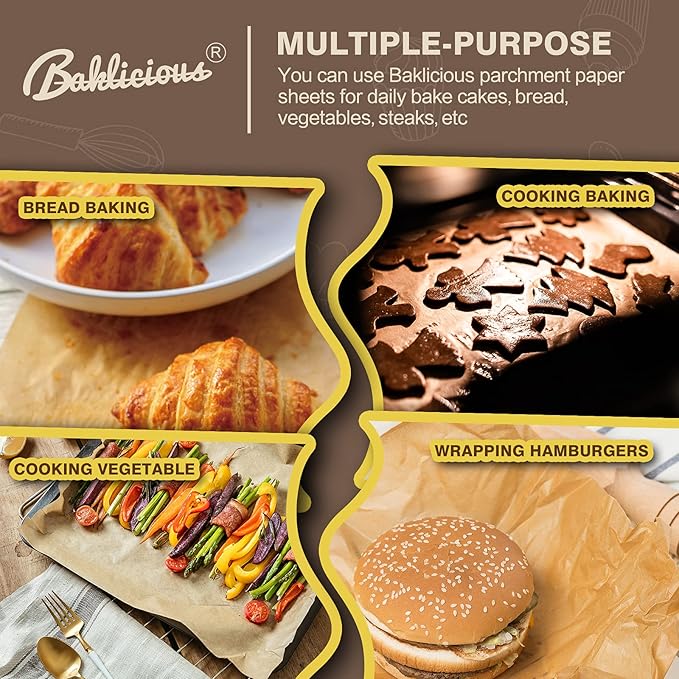 Baklicious 9x13inch 220pcs Unbleached Pre-cut Heavy Duty Parchment Baking Sheets