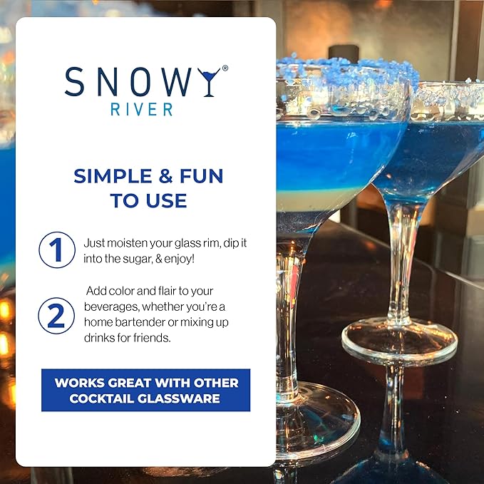Snowy River Natural Cocktail Sugar Rimmer - Kosher Certified Naturally Colored Beverage Rimming Sugar for Cocktails, Margaritas, Drinks (Royal Blue, 4 Ounce)