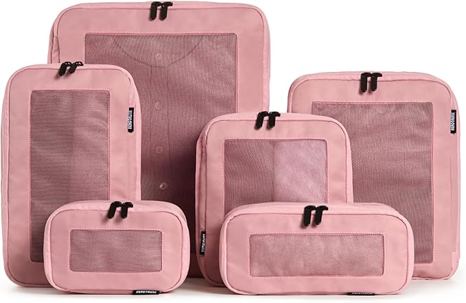 Aerotrunk Compression Packing Cubes for Travel, 6-Pack, Pink