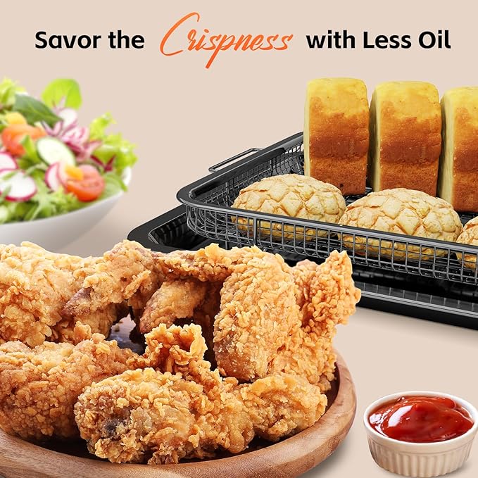 Air Fryer Basket, DEGOVIN 2 Set Large&Medium Oven Air Fryer Basket and Tray