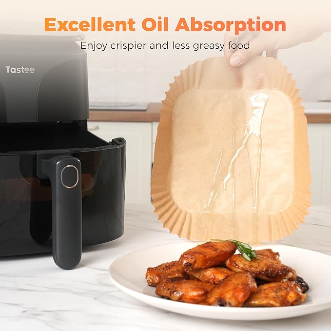 Tastee Air Fryer Liners for 3-6QT Air Fryer Baskets, 100Pcs