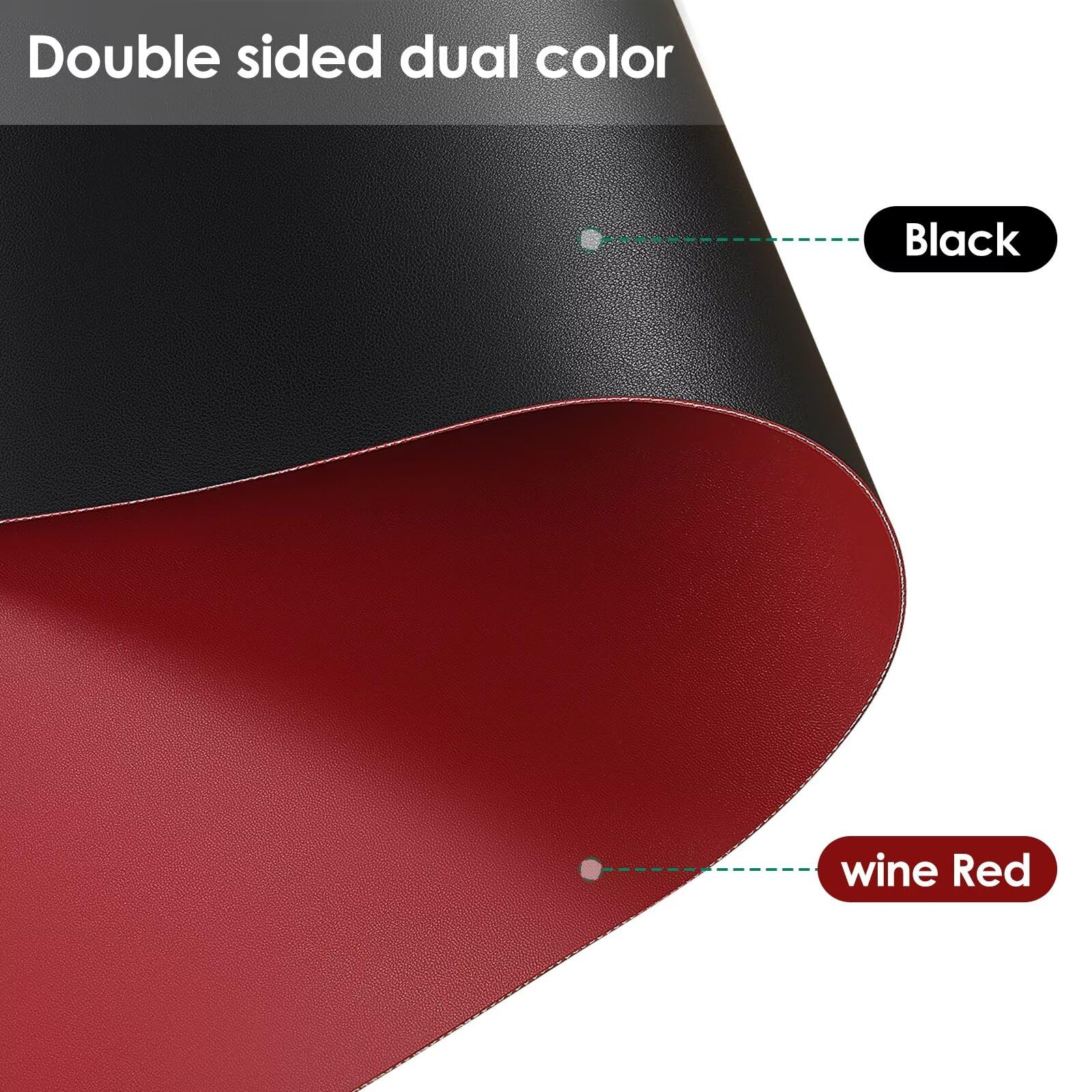 Zinkooat Table Cover Rectangle for Dining Room Table - Can Be Used On Both Sides Waterproof and Easy to Clean Good Flatness Used for Dining Table(Black+Wine Red 44x96)