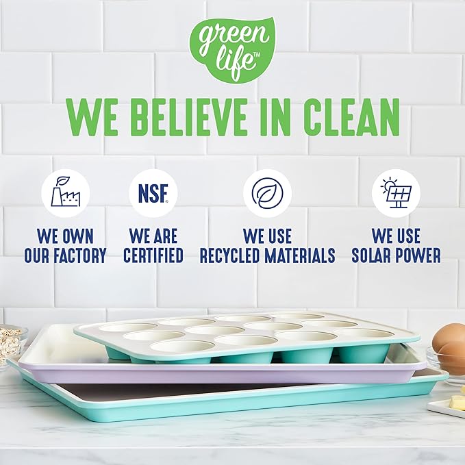 GreenLife 12 Cup Ceramic Nonstick Muffin Pan, Navy
